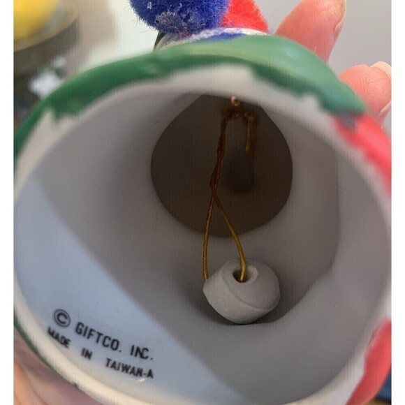 Vintage Giftco Animal Ceramic Bell Christmas Ornaments Set Cat Dog Bear Panda - Picture 12 of 14